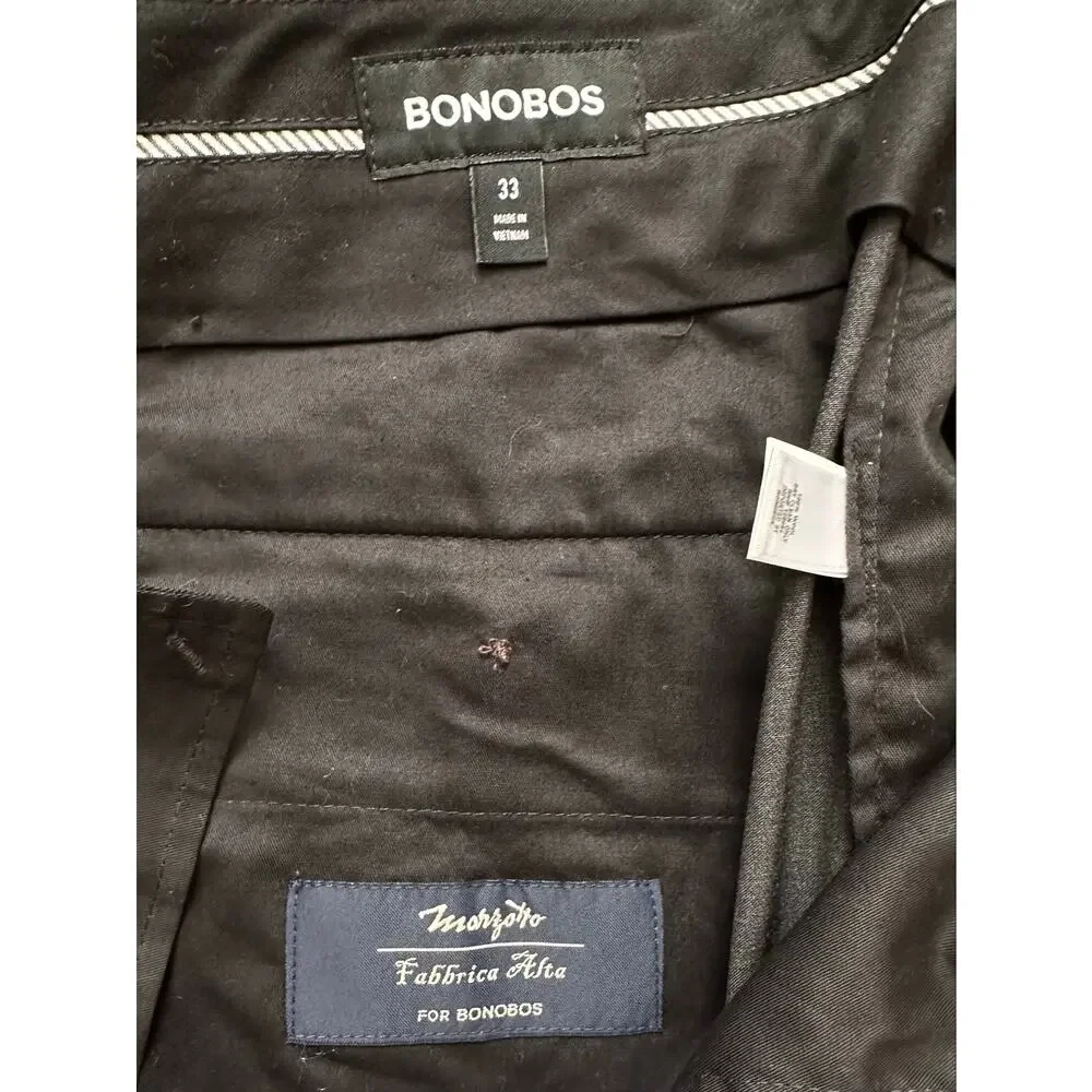 Bonobos Slim Taper Wool Dress Pants Charcoal Gray Unhemmed 33x36.5